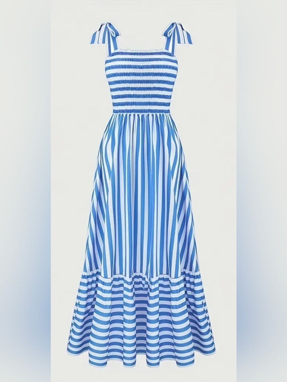 Source Unknown Blue and White Striped Maxi Dress